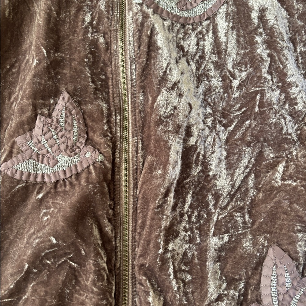 Hei Hei Anthropologie Embroderied Brown Velvet Bomber Jacket Women’s M - Picture 7 of 14